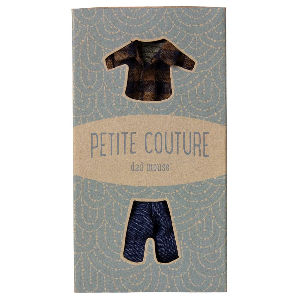 Maileg Brown Checked Shirt And Pants | Dad Mouse