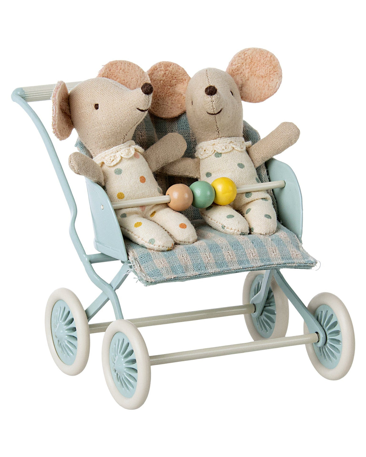 Maileg Baby Mice Stroller In Mint