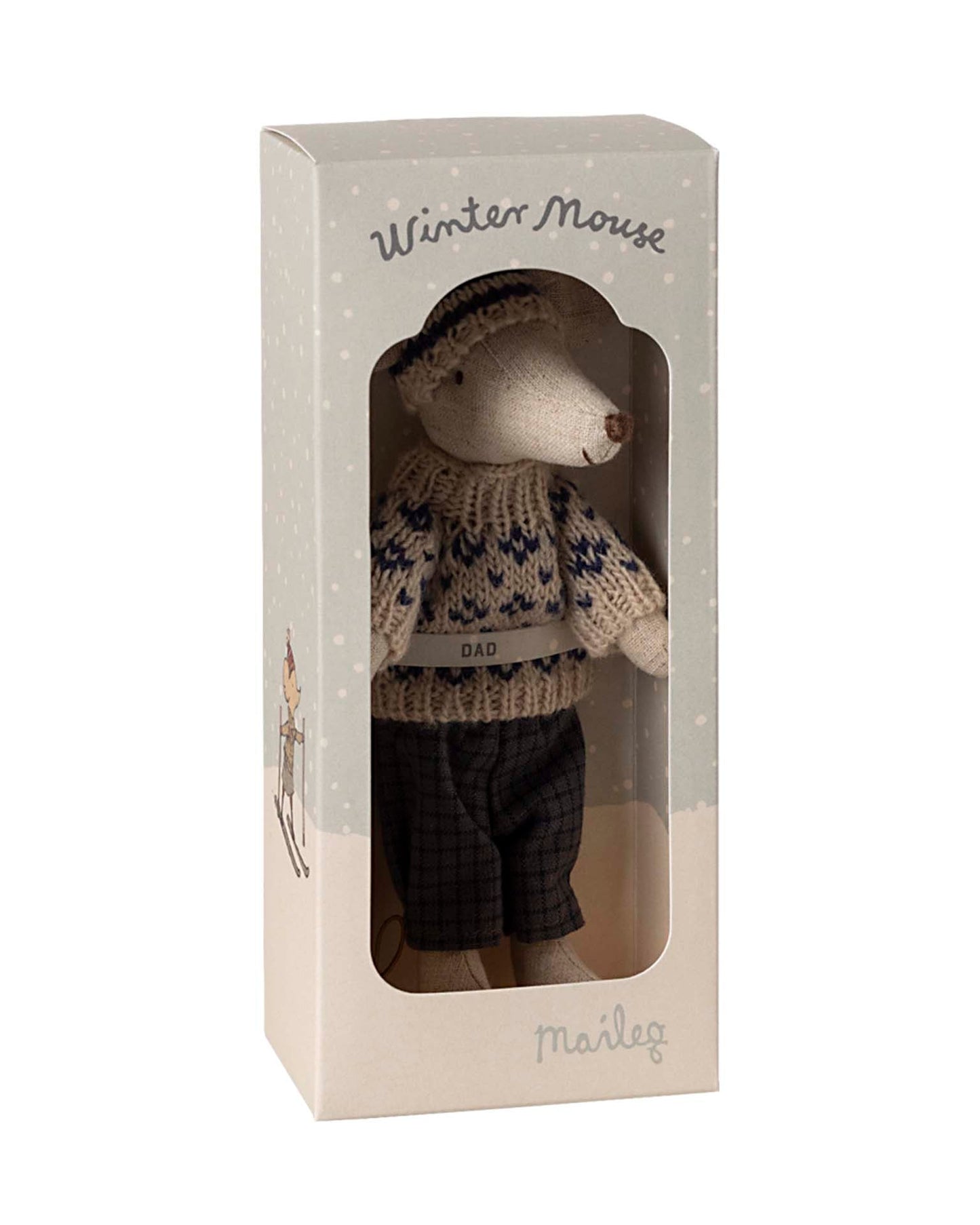 Maileg Dad Winter Mouse With Ski Set In Blue