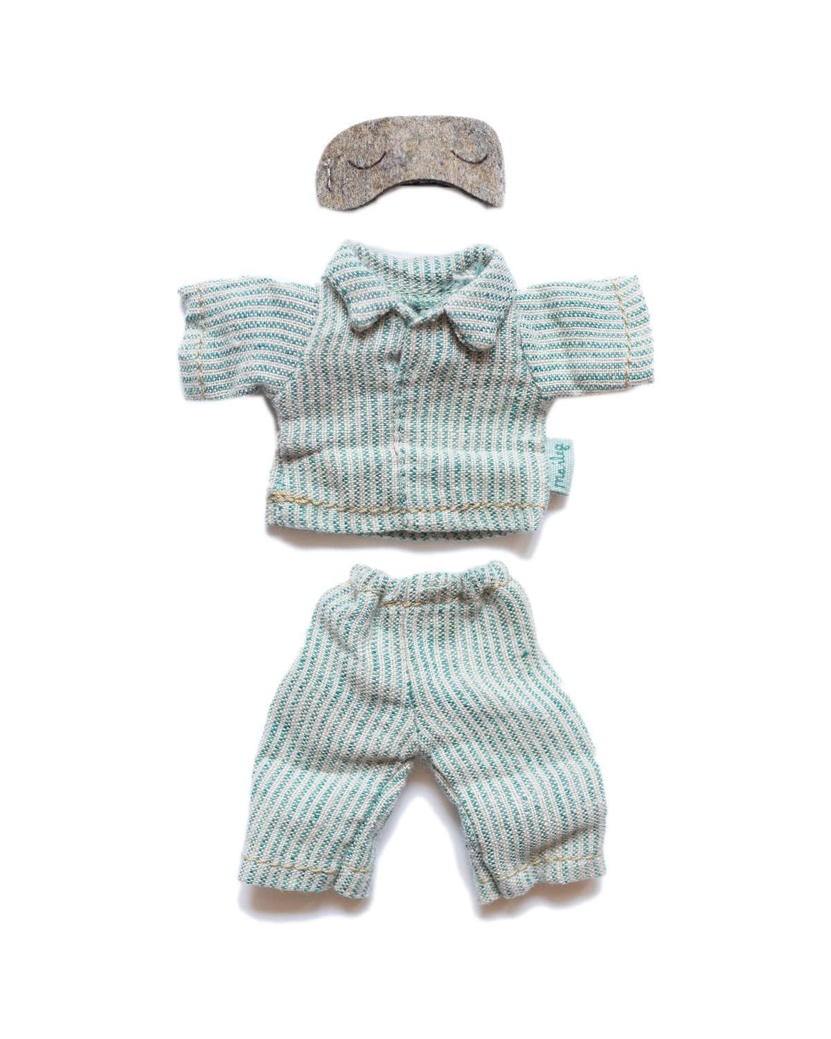 Maileg Pyjamas For Dad Mouse In Teal Stripe