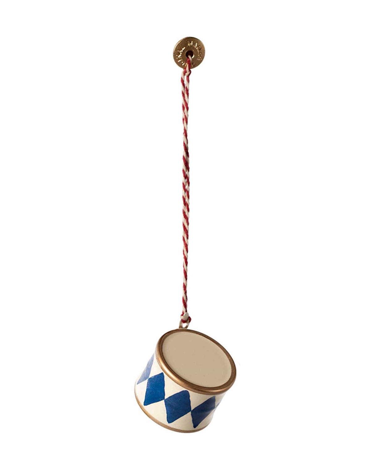 Maileg Small Drum Metal Ornament In Dark Blue