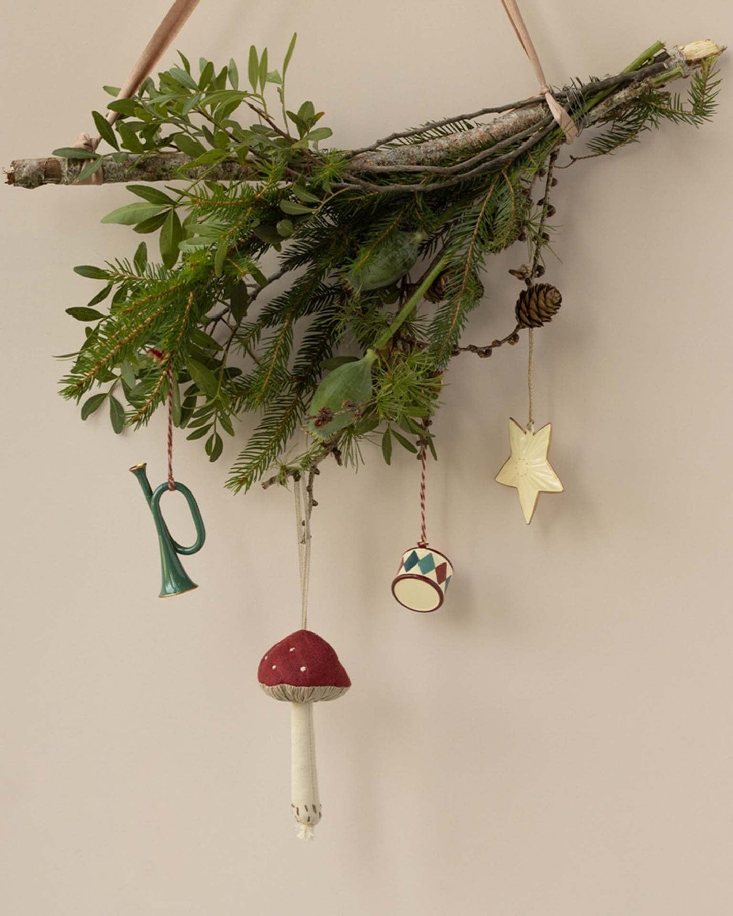 Maileg Trumpet Metal Ornament In Dark Green