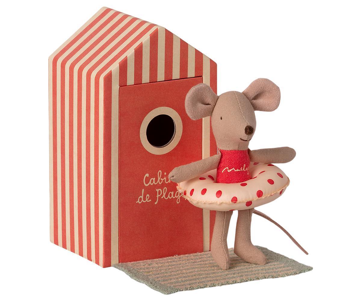 Maileg - Beach Mice, Little Sister In Cabin De Plage