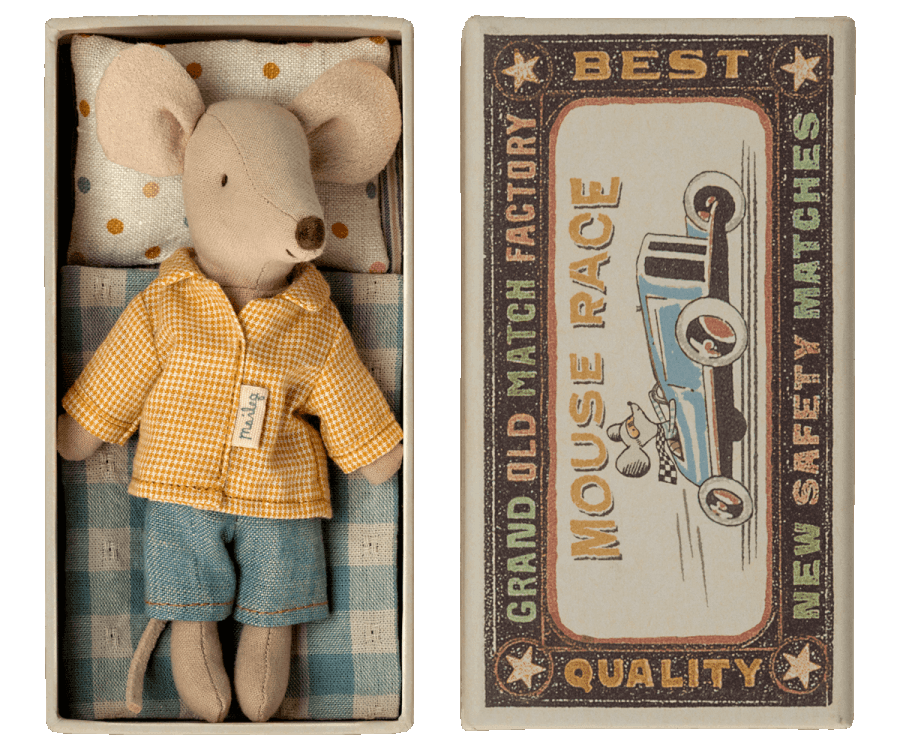 Maileg - Big Brother Mouse In Matchbox, Plaid