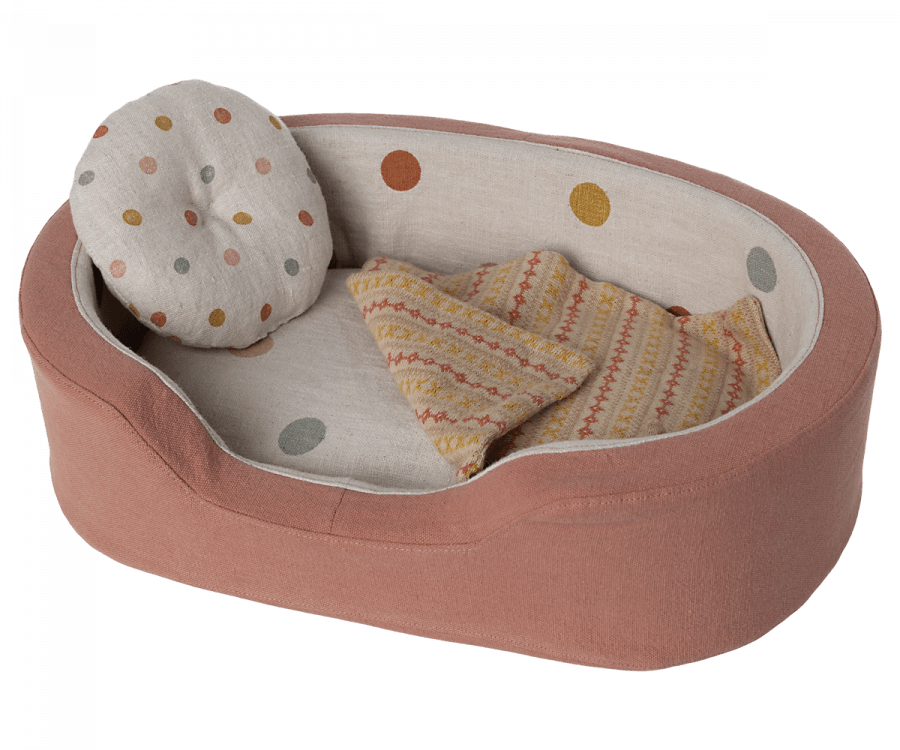 Maileg - Dog Bed Basket, Coral