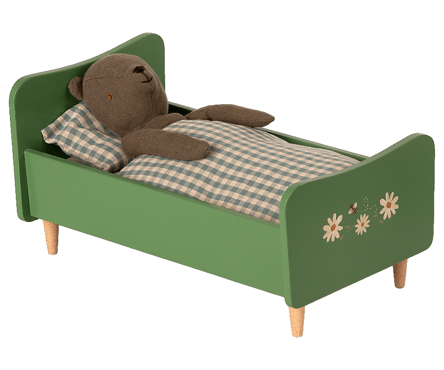Maileg Wooden Bed For Teddy Dad - Dusty Green