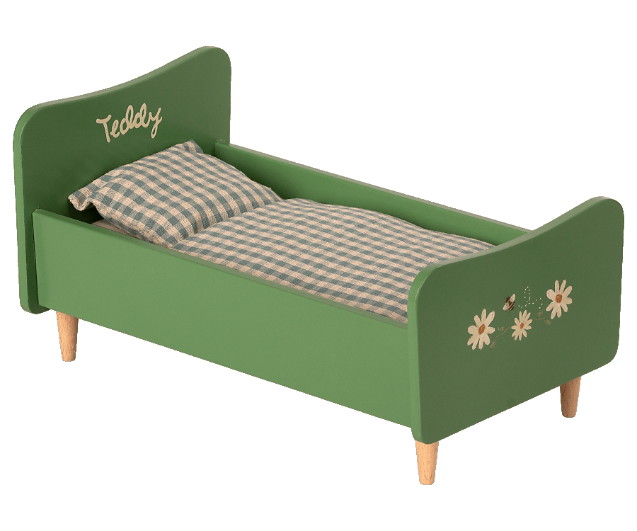 Maileg Wooden Bed For Teddy Dad - Dusty Green