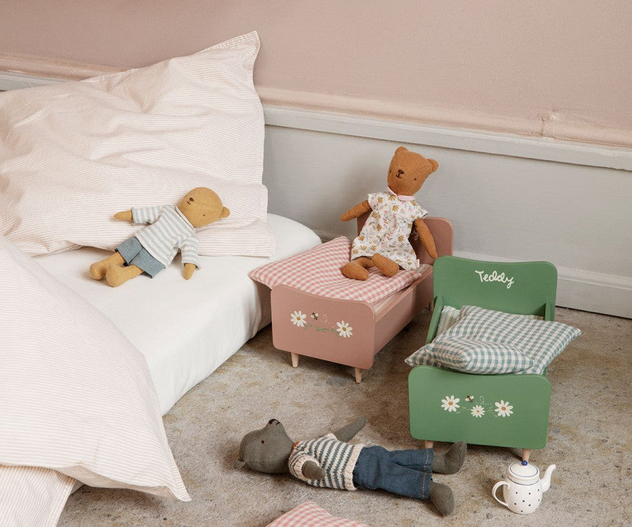 Maileg Wooden Bed For Teddy Dad - Dusty Green