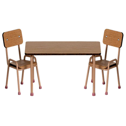  Maileg Table And Chair Set Mouse Dark Powder 