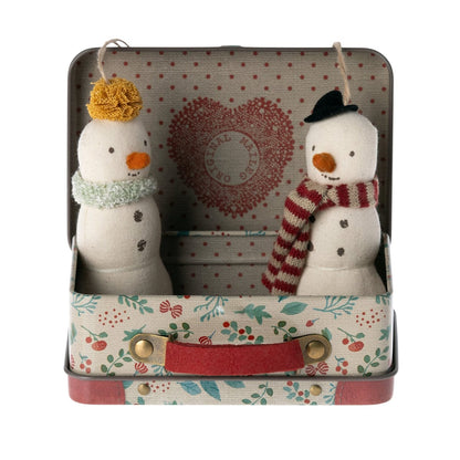  Maileg Snowman Ornaments In Suitcase New