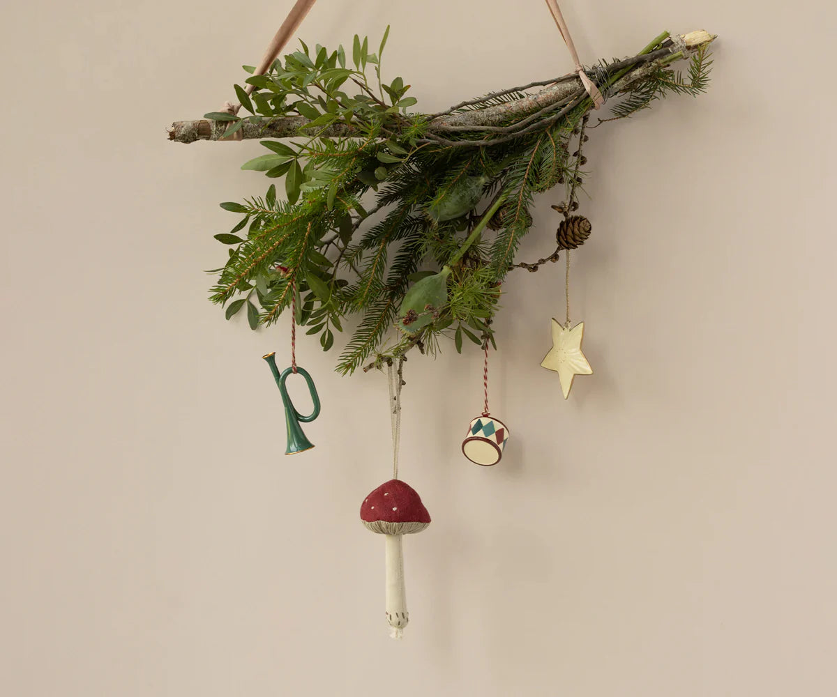  Maileg Metal Ornament, Trumpet - Dark Green