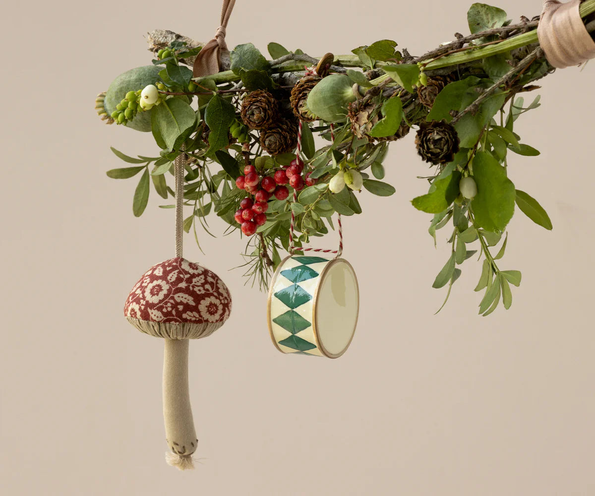  Maileg Metal Ornament, Large Drum - Dark Green