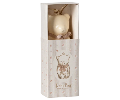  Maileg Metal Ornament, Teddy Bear - Off White/Rose