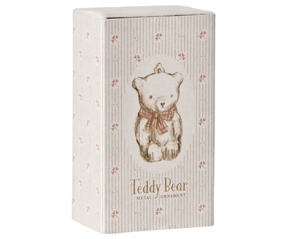  Maileg Metal Ornament, Teddy Bear - Off White/Rose