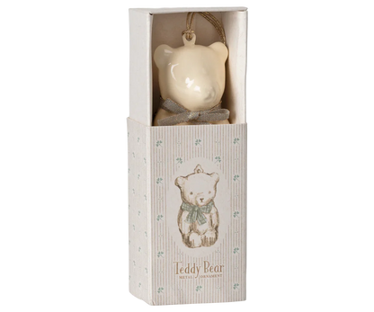  Maileg Metal Ornament, Teddy Bear - Off White/Blue