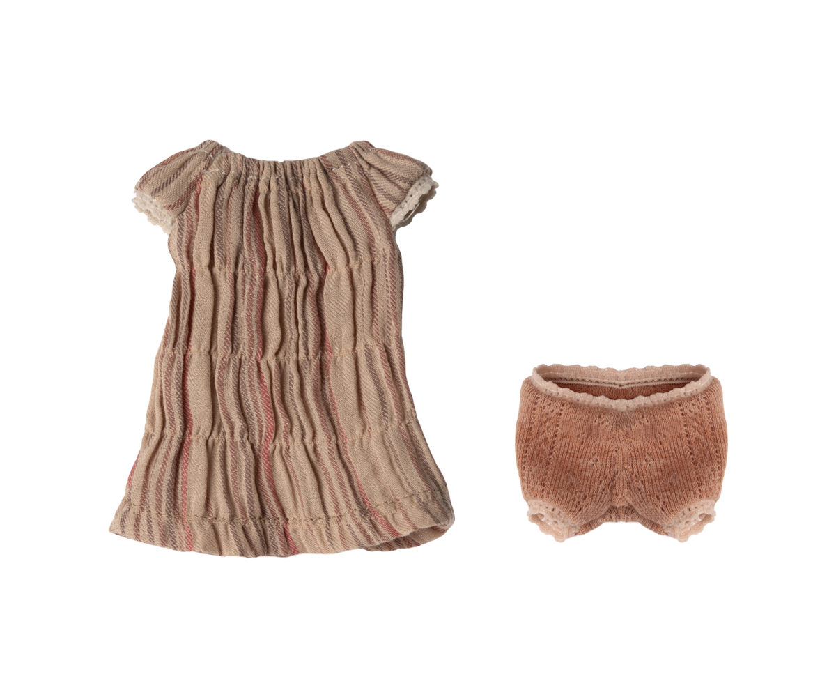Maileg ETA MAY SS24 Dress And Underwear, Size 1