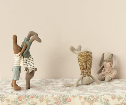  Maileg Rabbit, Size 1, Chocolate Brown - Striped Blouse And Shorts
