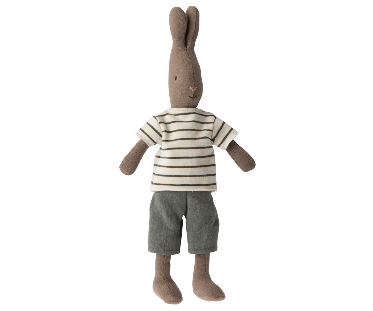 Maileg ETA MAY SS24 Rabbit Size 2, Brown - Striped Blouse And Pants