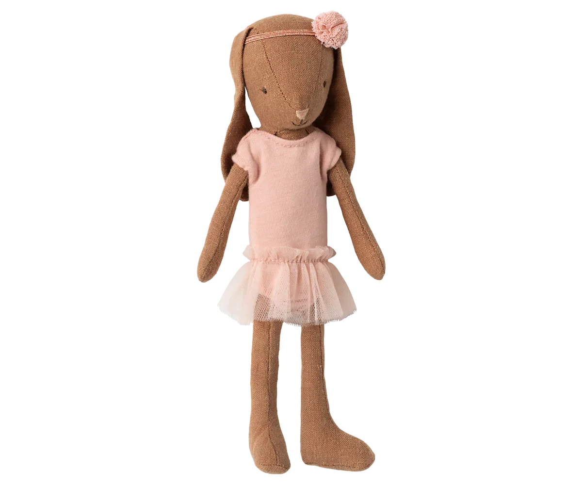  Maileg Bunny, Size 1 - Chocolate Brown - Ballet Suit And Skirt - Rose