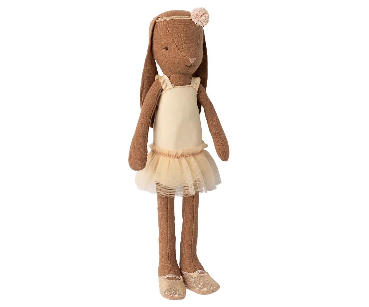  Maileg Bunny, Size 2 - Chocolate Brown - Ballet Suit And Skirt - Cream