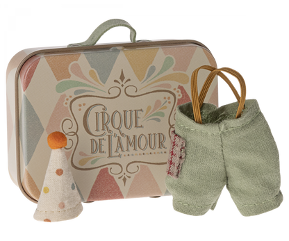 Maileg ETA APRIL SS24 Clown Clothes In Suitcase, Little Brother Mouse