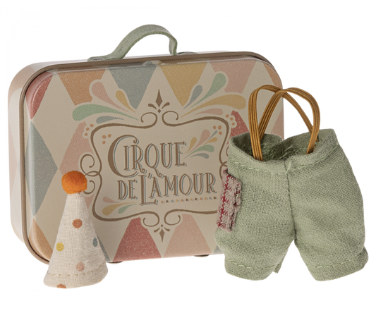 Maileg ETA APRIL SS24 Clown Clothes In Suitcase, Little Brother Mouse