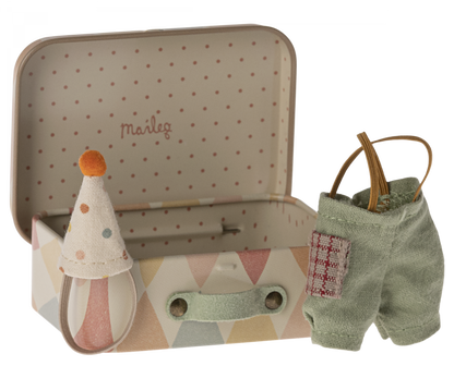 Maileg ETA APRIL SS24 Clown Clothes In Suitcase, Little Brother Mouse