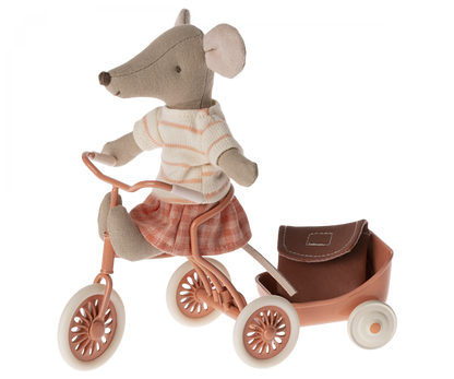 Maileg ETA JUNE SS24 Tricycle Mouse, Big Sister - Coral