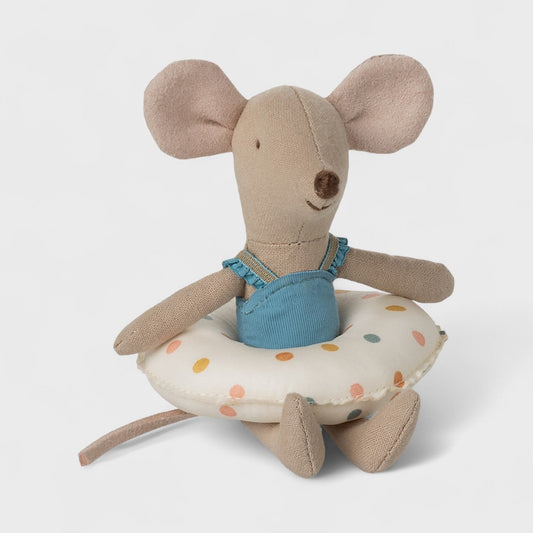 Maileg Beach Mouse With Float | Little Sister - Multi Dot