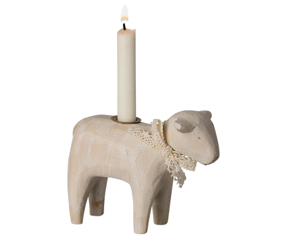  Maileg Wooden Candle Holder - Off White Lamb