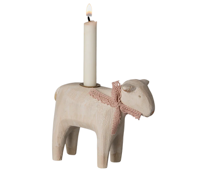 Maileg Wooden Candle Holder - Rose Lamb