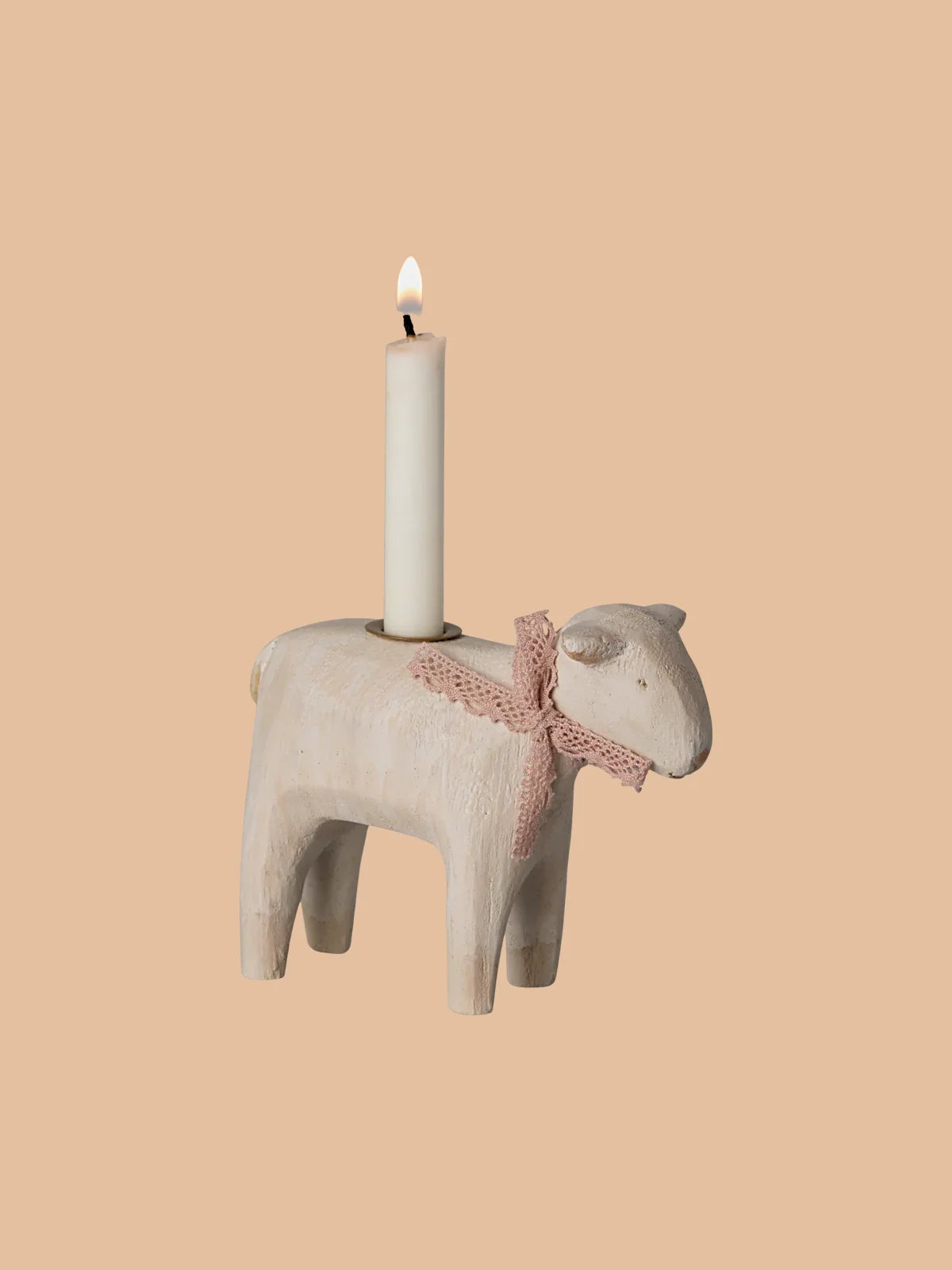  Maileg Wooden Candle Holder - Rose Lamb
