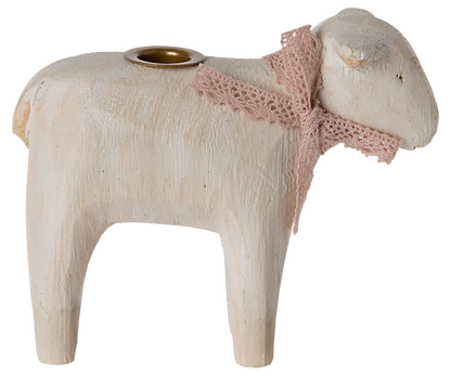  Maileg Wooden Candle Holder - Rose Lamb