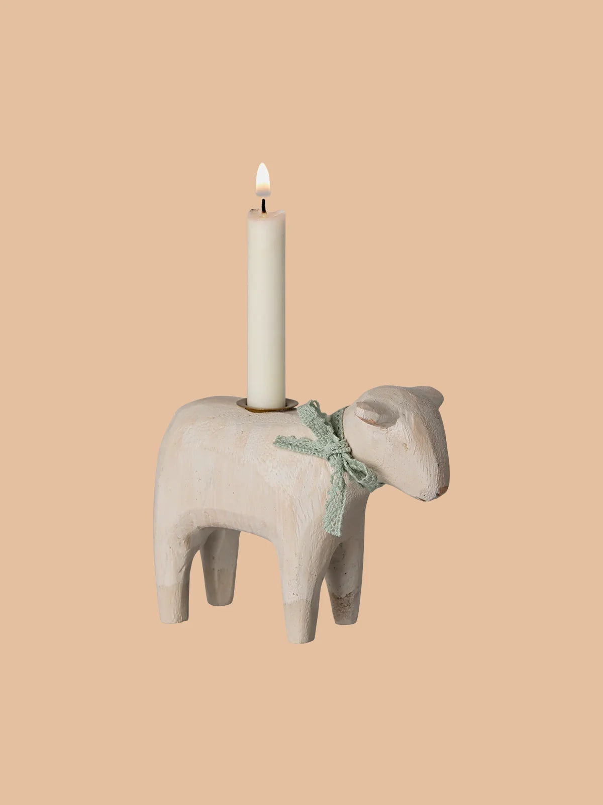 Maileg Wooden Candle Holder - Mint Lamb