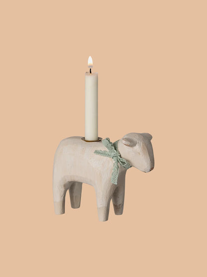  Maileg Wooden Candle Holder - Mint Lamb