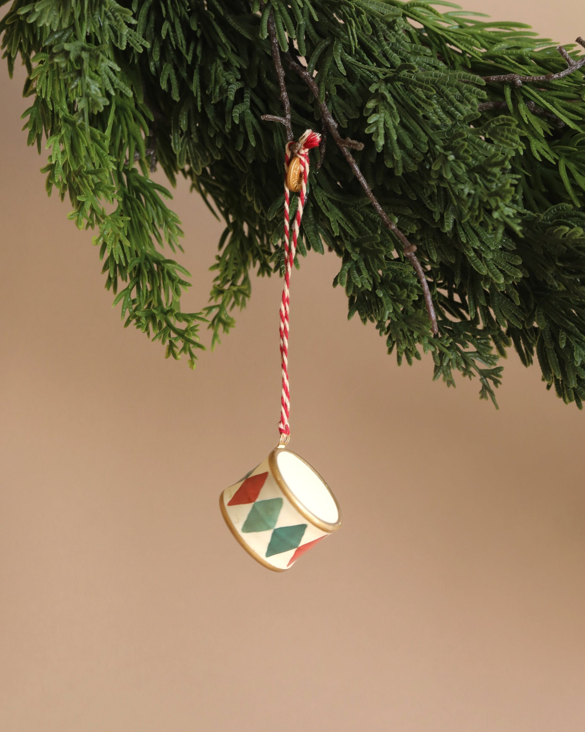  Maileg Metal Ornament, Small Drum - Classic Green