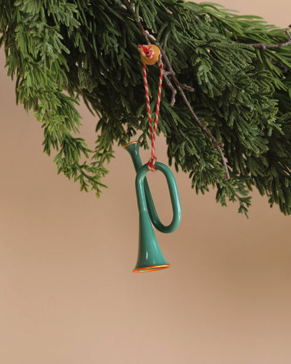  Maileg Metal Ornament, Trumpet - Dark Green