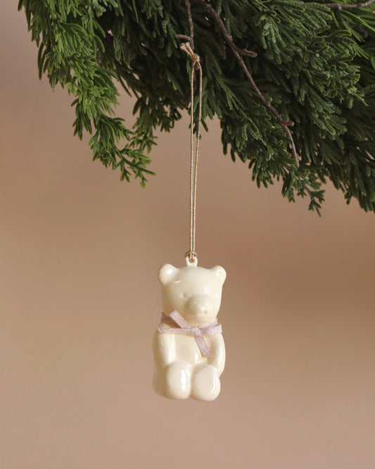  Maileg Metal Ornament, Teddy Bear - Off White/Rose