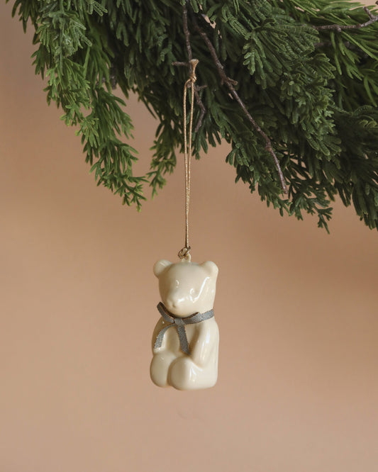  Maileg Metal Ornament, Teddy Bear - Off White/Blue