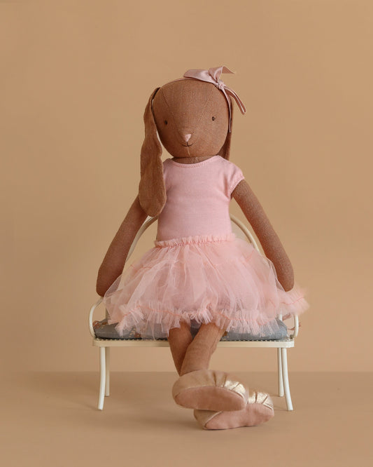  Maileg Bunny, Size 3 - Chocolate Brown - Ballet Suit And Skirt - Rose