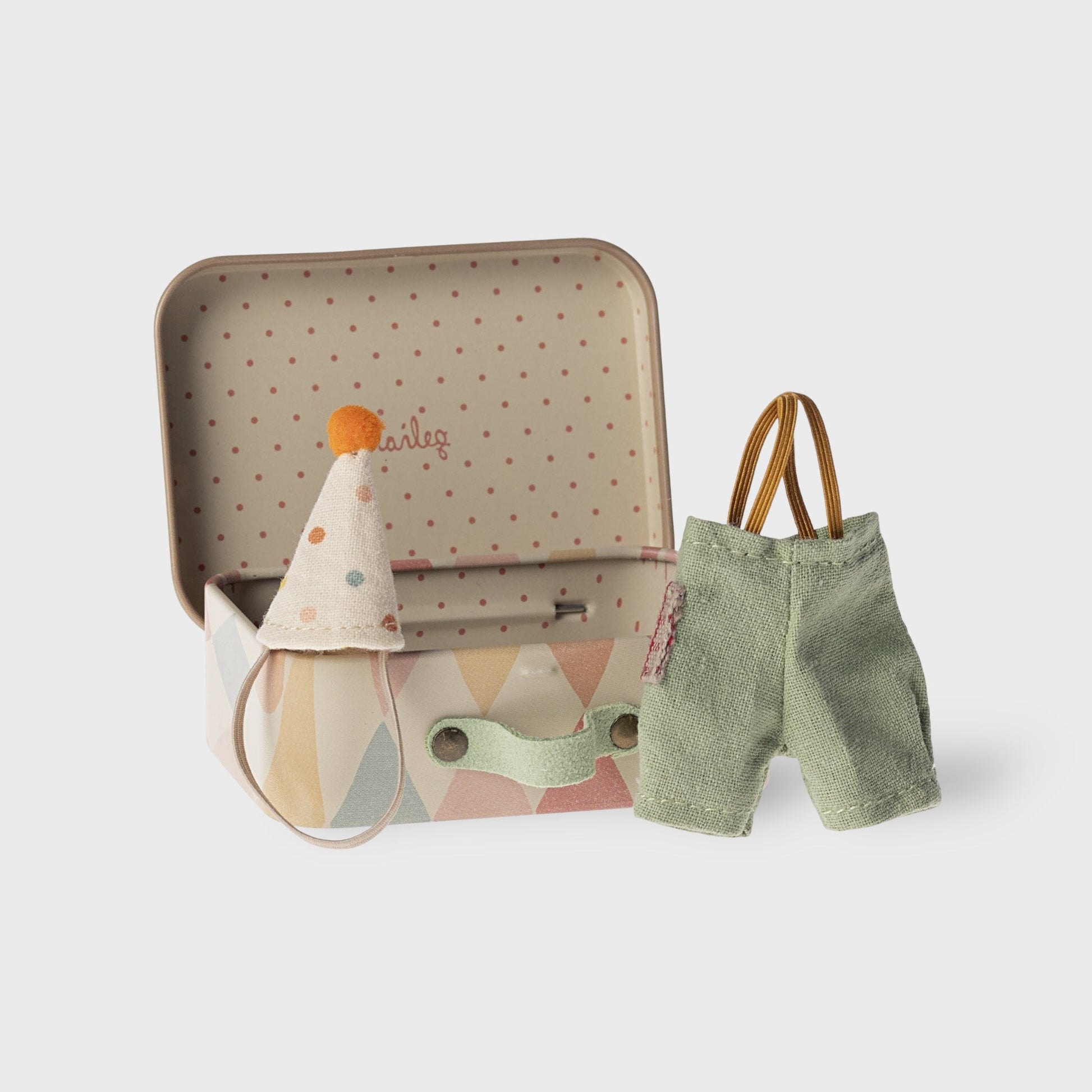 Maileg Clown Clothes In Suitcase | Little Brother/Little Sister Mouse