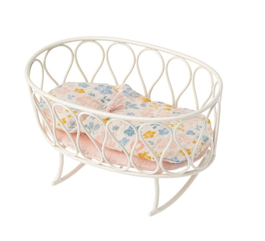  Maileg Micro Cradle With Sleeping Bag White