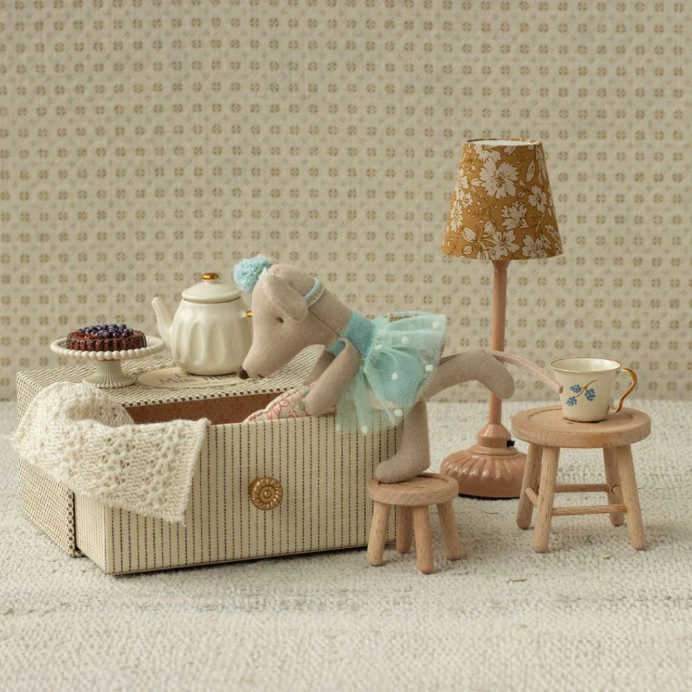 Maileg Dance Mouse In Daybed | Little Sister (Blue)