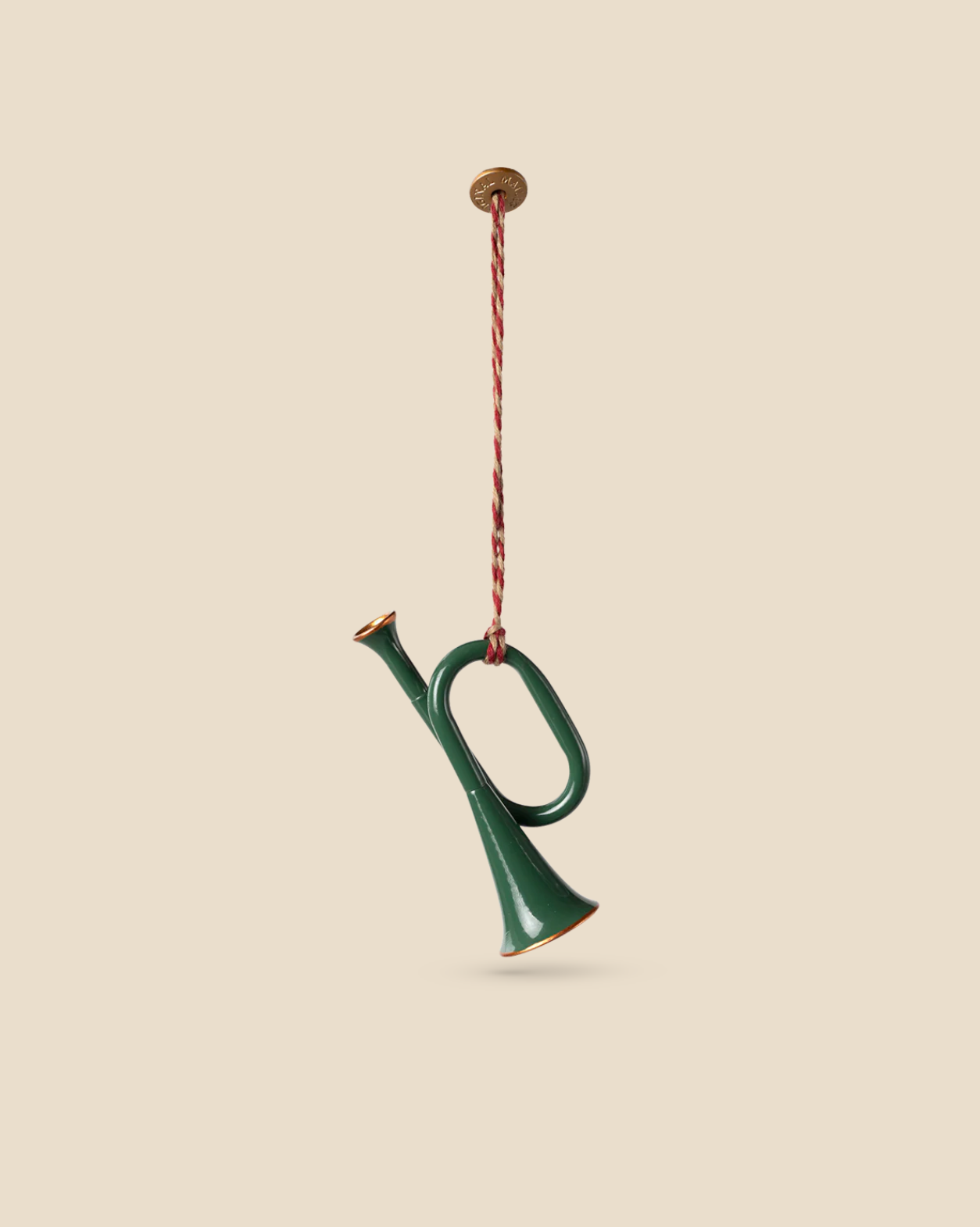  Maileg Metal Ornament, Trumpet - Dark Green