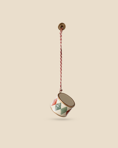  Maileg Metal Ornament, Small Drum - Classic Green