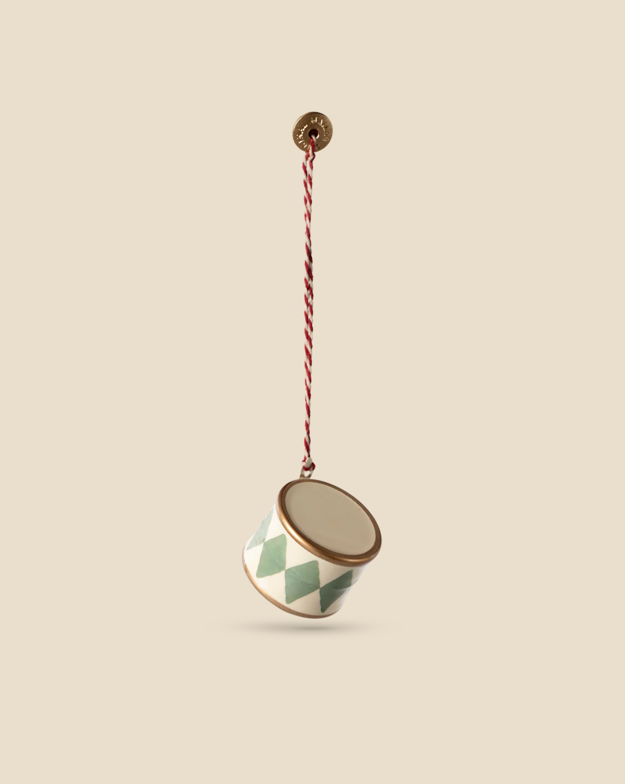  Maileg Metal Ornament, Small Drum - Mint