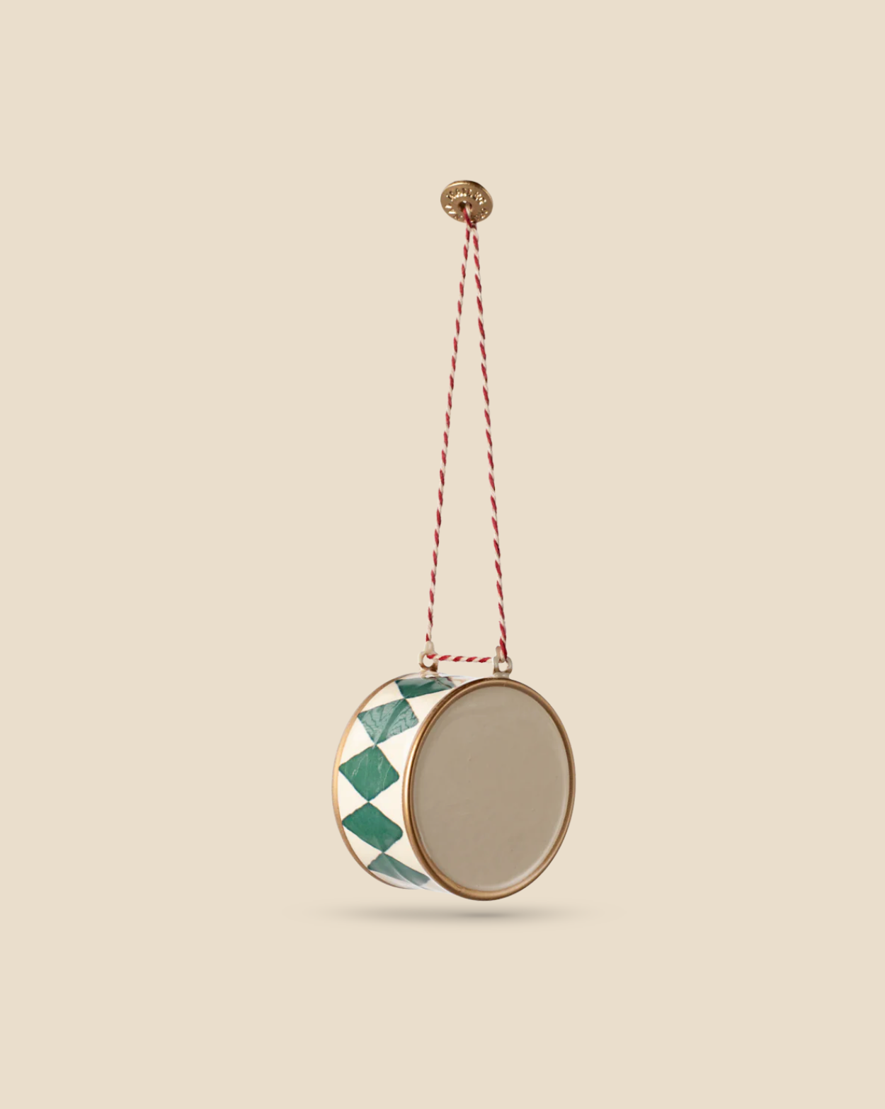  Maileg Metal Ornament, Large Drum - Dark Green