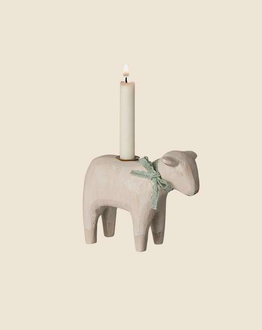  Maileg Wooden Candle Holder - Mint Lamb