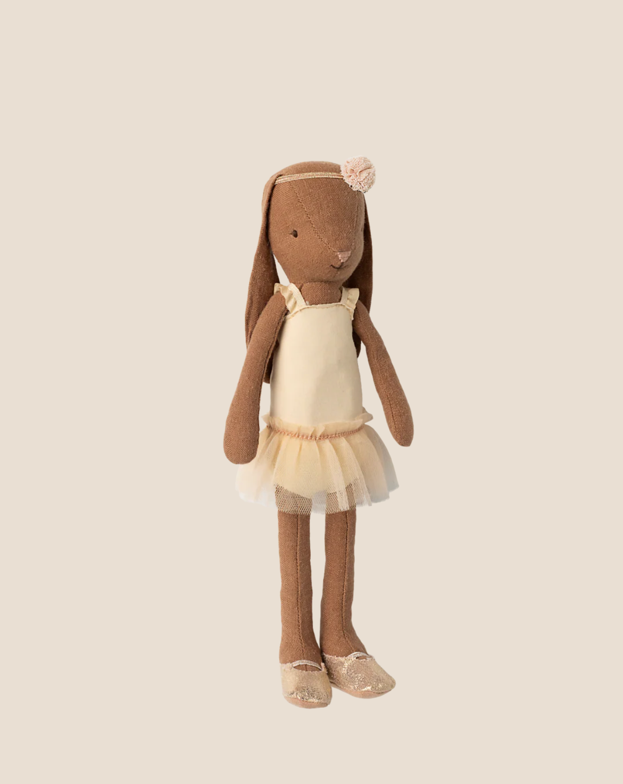  Maileg Bunny, Size 2 - Chocolate Brown - Ballet Suit And Skirt - Cream
