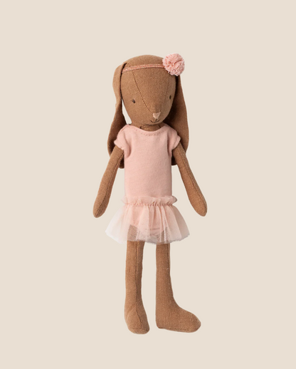  Maileg Bunny, Size 1 - Chocolate Brown - Ballet Suit And Skirt - Rose